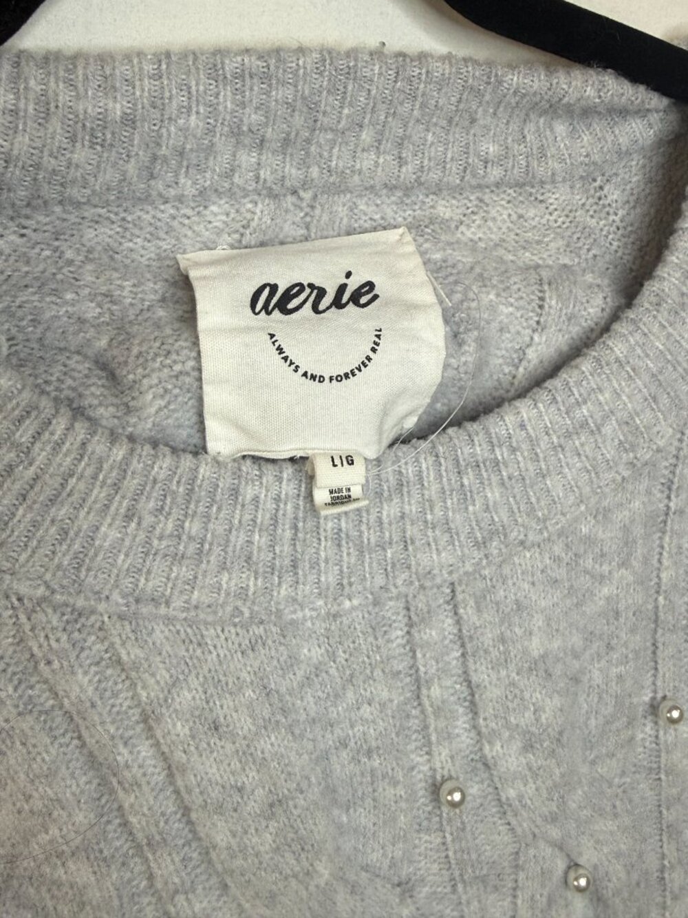 Aerie Gray Sweater with Pearl Details - Picture 2 of 4